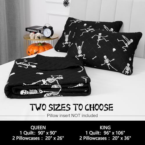 ASPMIZ Halloween Queen Quilt Set Reversible Microfiber with 2 Pillowcases