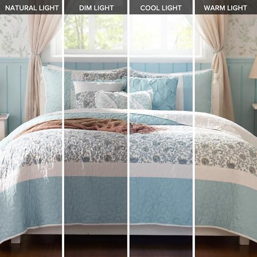 Madison Park Cotton Quilt Set Shabby Chic Floral Print