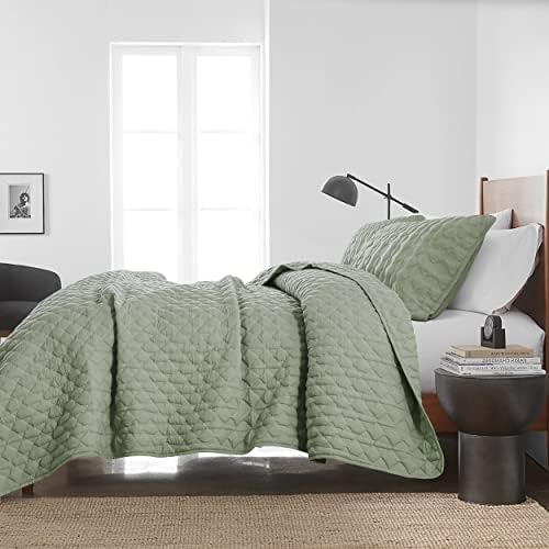 WDCOZY Sage Green Twin Quilt Set with Pillow Sham