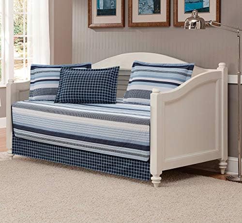 Linen Plus 5pc Daybed Cover Set Quilted Blue Stripe
