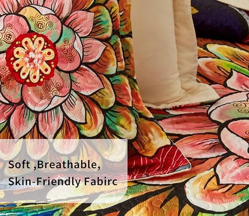 Asuexpect 3 Piece Boho Floral Quilt Set California King
