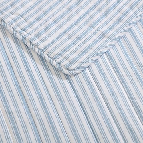 Nautica Twin Quilt Set - Light Blue Coleridge Stripe