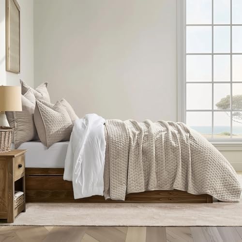 EVERGRACE Velvet Quilt Set King Size 3 Piece Light Taupe