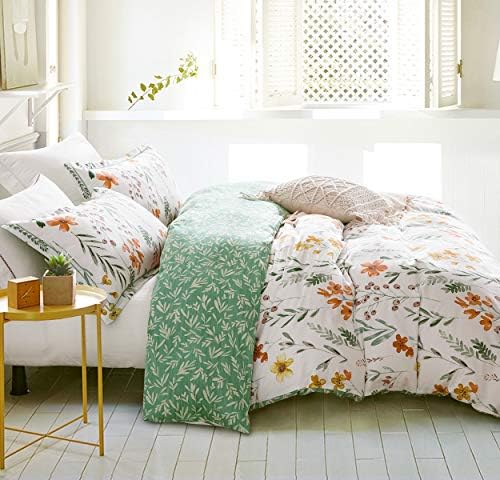 SLEEPBELLA King Size Comforter Set Yellow Flowers Green Botanical Print