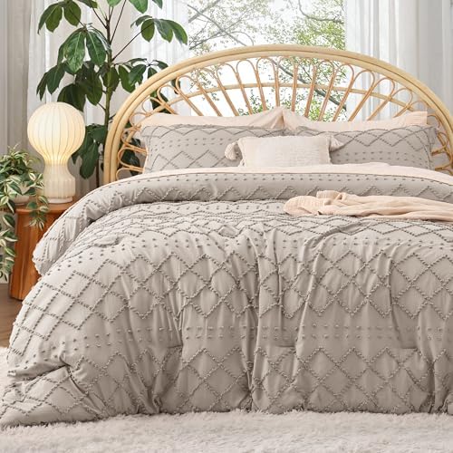 Bedsure King Comforter Set - Boho Tufted Shabby Chic Bedding for Kids