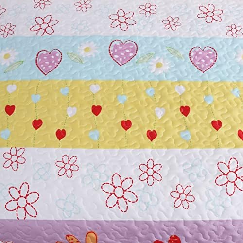 Cozy Line Floral Heart Reversible Quilt Set Twin 2 Piece