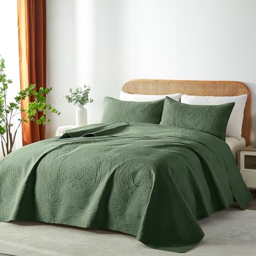 WURUIBO KingCal King Quilt Set Olive Green