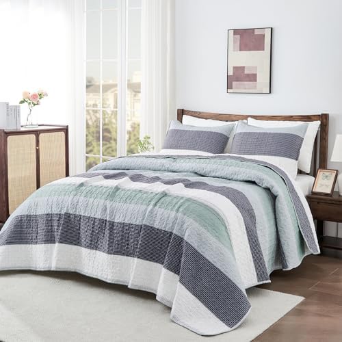 Andency King Size Quilt Set Sage Green 3 Piece 1