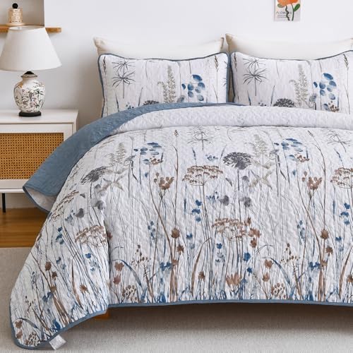 Dobuyly Floral Botanical Quilt Bedding Set 3 Pieces