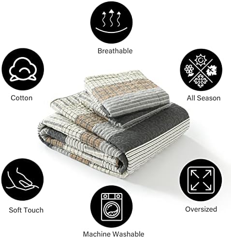 PANGUSHAN 100 Cotton King Quilt Set 3 Pieces