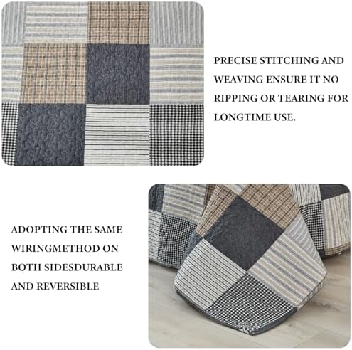 Y-PLWOMEN Plaid Twin Quilt Set 2-Pieces