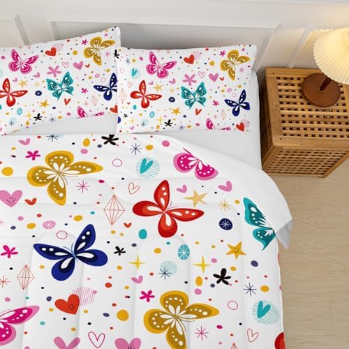 Colorful Butterfly Comforter Set for Girls