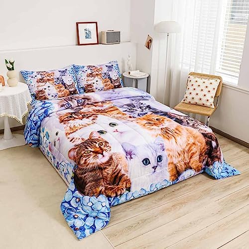 Feelyou Kids Cat Comforter Set 3Pcs
