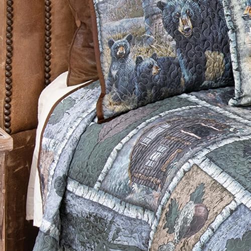 Black Forest Dcor Bear Cabin Quilt Bed Set - Queen