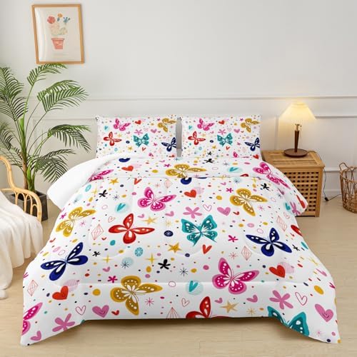 Colorful Butterfly Comforter Set for Girls