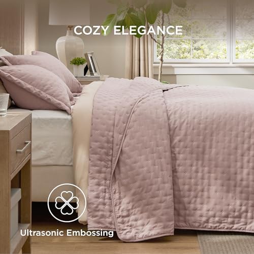 Bedsure King Quilt Set - Ultra Soft Dusty Rose Bedspread