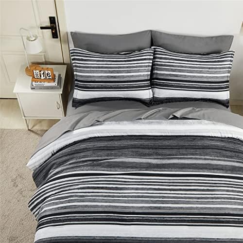 KAKIJUMN 7 Piece Stripe Comforter Set King Size