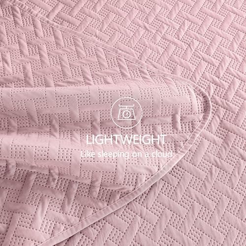 FLYMME Queen Quilt Bedding Set Pink Lightweight 1