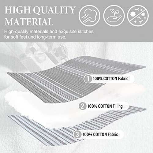SahSahCasa Queen Quilt Set 3-Piece GrayWhite