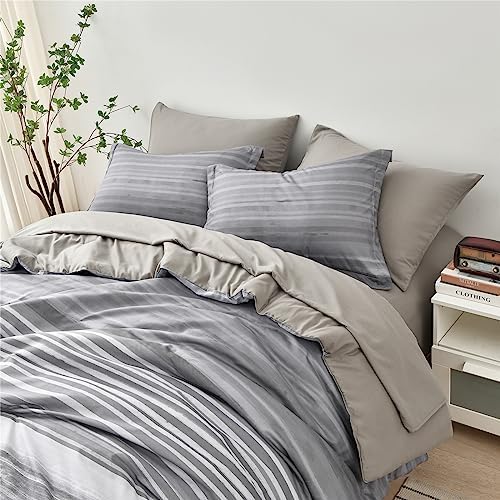 KAKIJUMN 7-Piece Full Stripe Comforter Set
