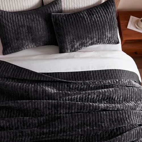 LEAONME Velvet Quilt Set Full Queen 90x98 1
