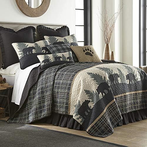 Donna Sharp King Quilt Set - Bear Walk Plaid Lodge 3 Piece