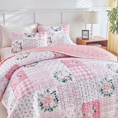 Joyreap 3 Piece Floral Quilt Set Queen Size