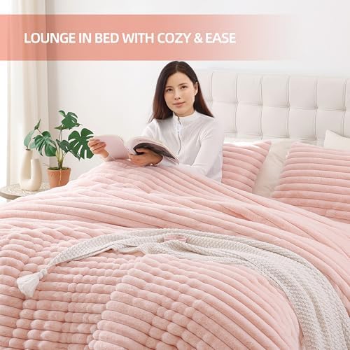 Smoofy Fluffy 3-Piece Comforter Set - Blush Pink Faux Fur