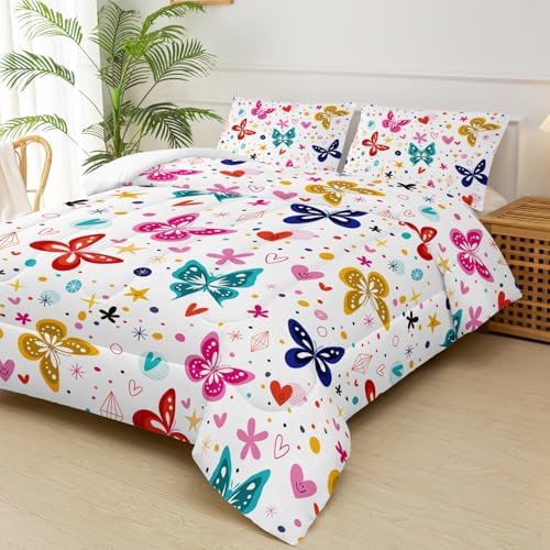 Colorful Butterfly Comforter Set for Girls