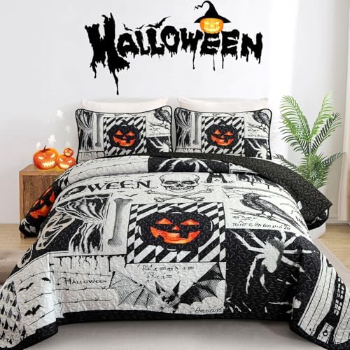 Luxudecor Halloween Quilt Set King Size