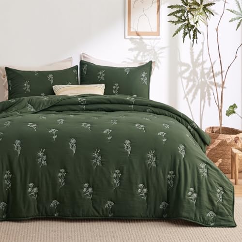 Bedsure Queen Quilt Set - Botanical Floral Super Soft 90x96 Inch