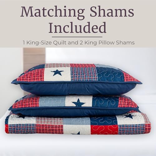 3-Piece Caroline Patriotic Quilt Set - King Size