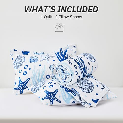 Loves Cabin Coastal White Quilt Set - 3 Piece