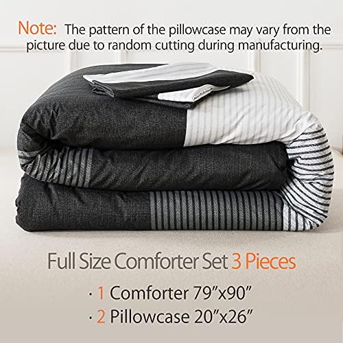 Andency 3-Piece Comforter Set with Patchwork Striped Design