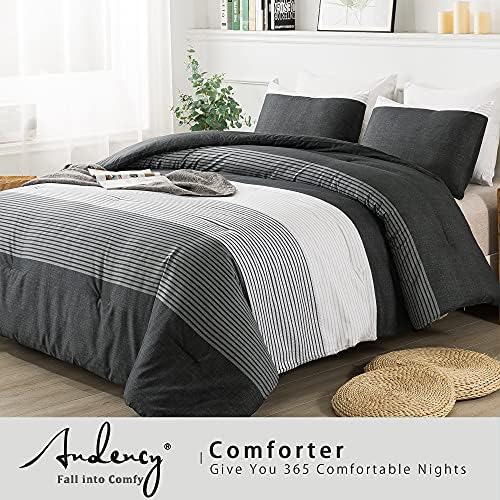 Andency 3-Piece Comforter Set with Patchwork Striped Design