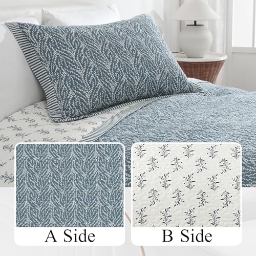 SahSahCasa King Quilt Set with Botanical Pattern