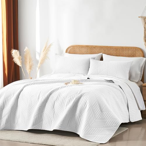 Davulos Queen Quilt Set - Reversible Microfiber Bedspread with Embossed Patterns