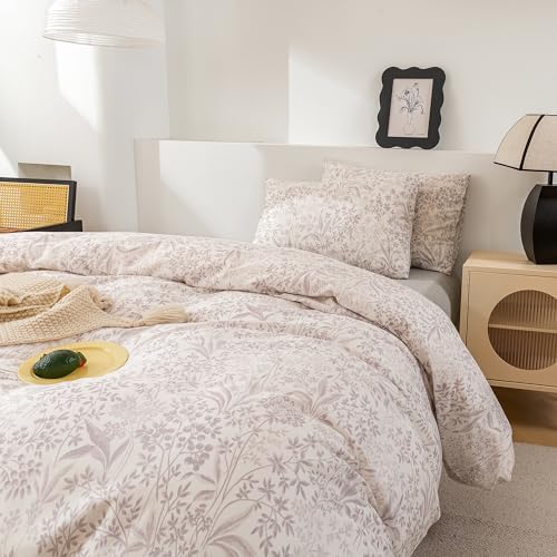 ECOCOTT King Size Floral Duvet Cover Set with Zipper Closure