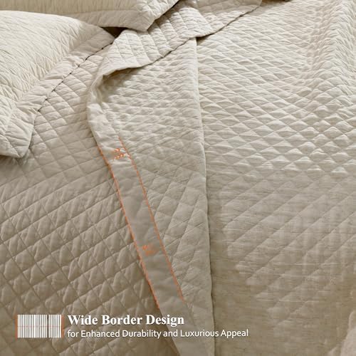 Grassix Queen Linen Front Cotton Back Quilt Set 3 Piece