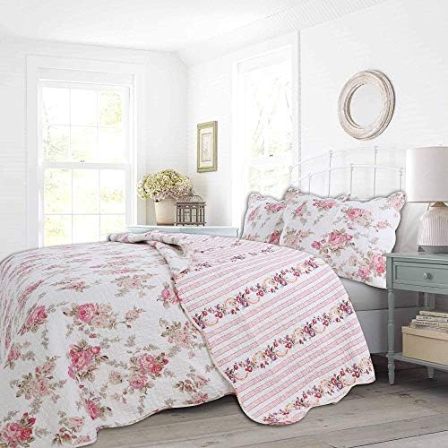 Cozy Line Romantic Pink Peony Reversible Quilt Set