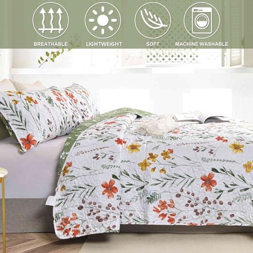 Nanko Queen Size 3 Pcs Floral Quilt Set