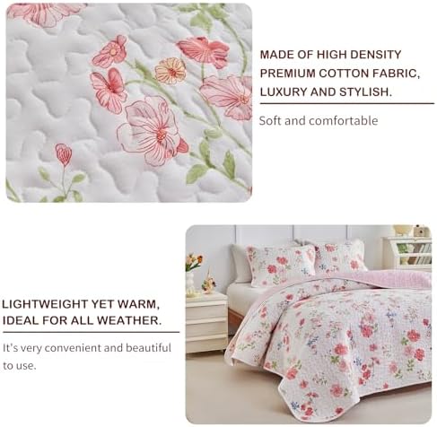 Joyreap 2-Piece Floral Cotton Quilt Set Twin Size