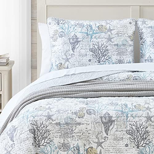 Tommy Bahama King Quilt Set with Shams - Beach Bliss Grey