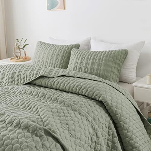 WDCOZY Sage Green Twin Quilt Set with Pillow Sham