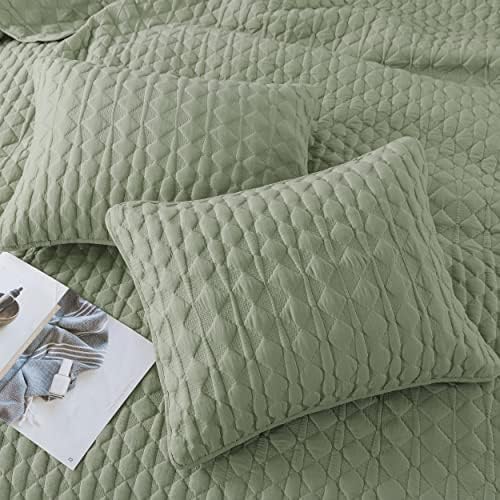 WDCOZY Sage Green Twin Quilt Set with Pillow Sham