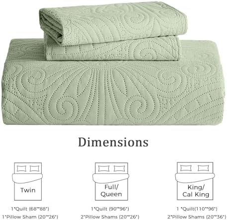 WURUIBO Twin Quilt Set Sage Green
