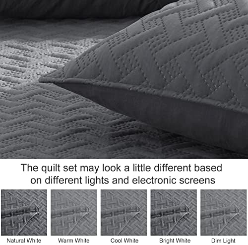 Exclusivo Mezcla Queen Quilt Set 3 Pieces Grey 1