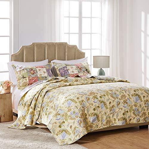 Greenland Home Blooming Prairie Cotton Patchwork Reversible Quilt Set Twin XL