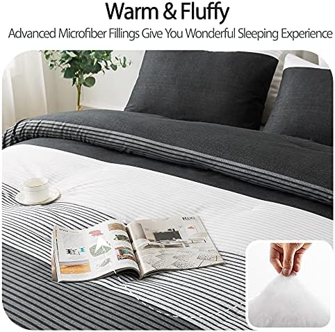 Andency 3-Piece Comforter Set with Patchwork Striped Design