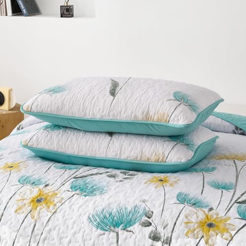 Dinjoy Floral Quilt Set Queen Size 3 Pieces 1